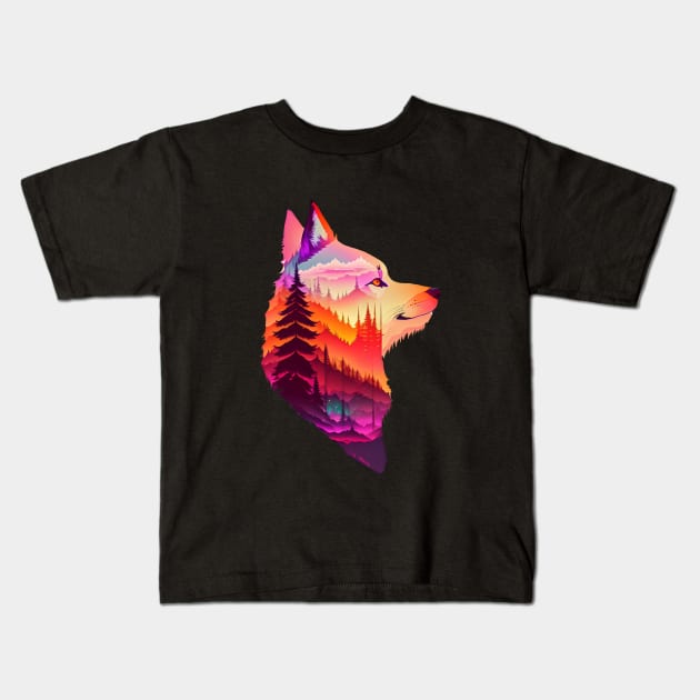 Wolves and Forests Kids T-Shirt by darkbattle